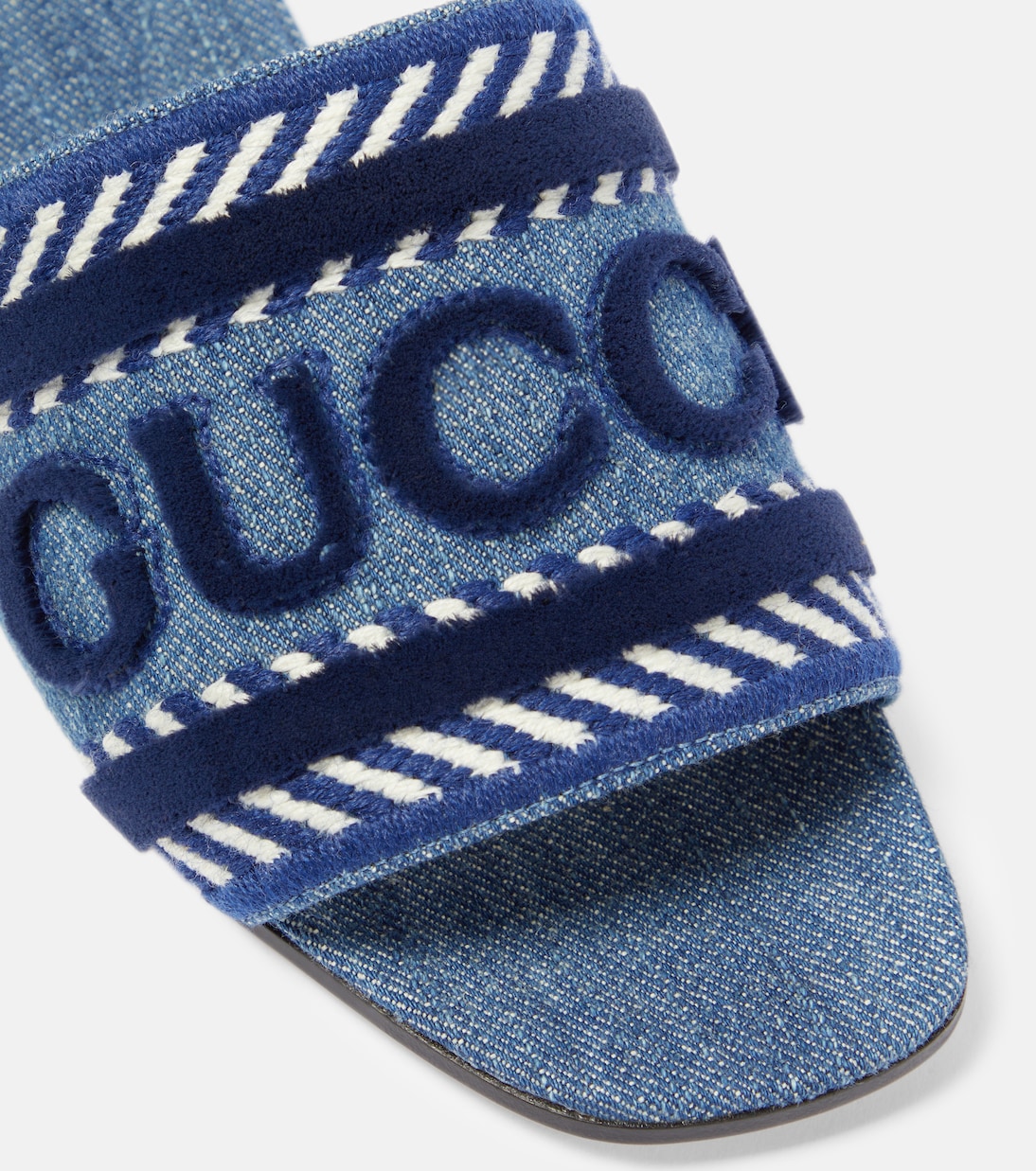 Pantoletten Gucci Script aus Denim | Gucci