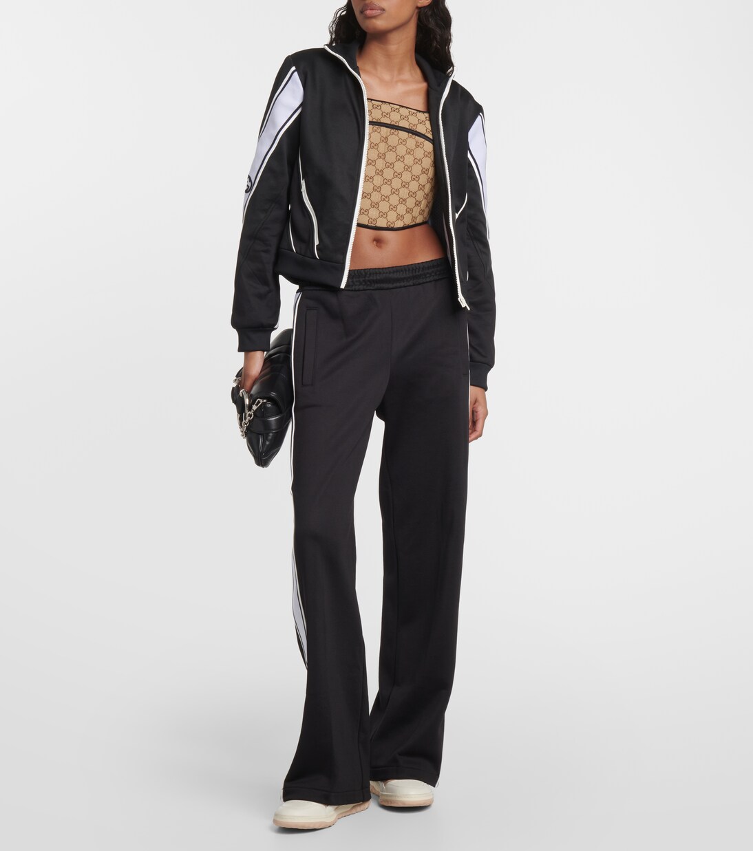 Cotton blend track pants in black Gucci Mytheresa