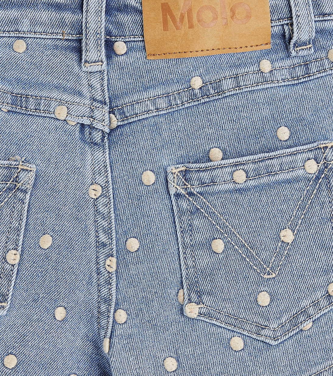 Alvira polka-dot embroidered denim shorts | Molo