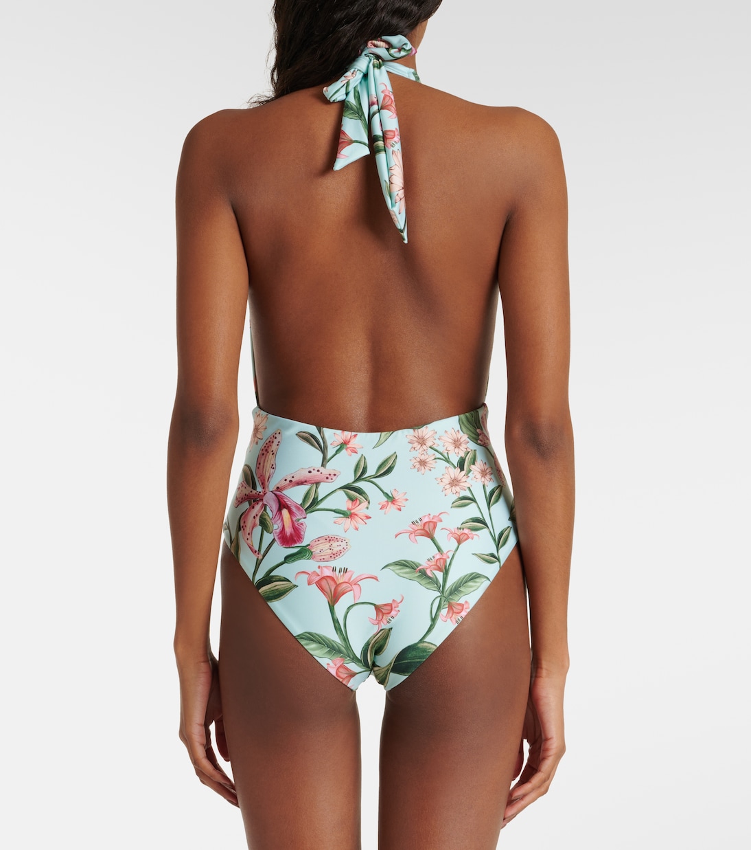 Mangostino floral halterneck swimsuit | Agua by Agua Bendita