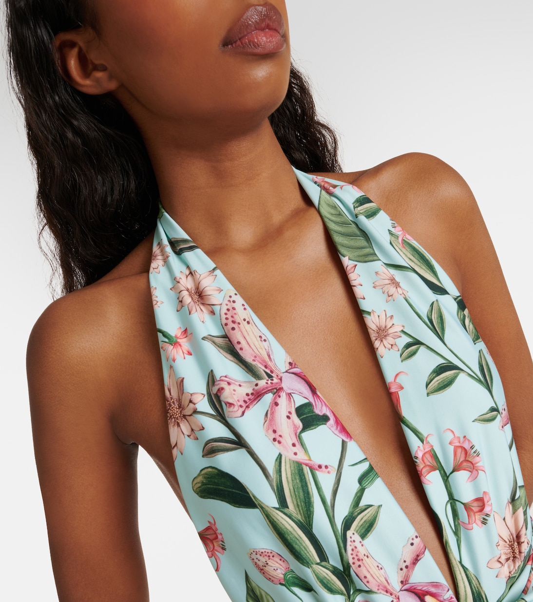Mangostino floral halterneck swimsuit | Agua by Agua Bendita