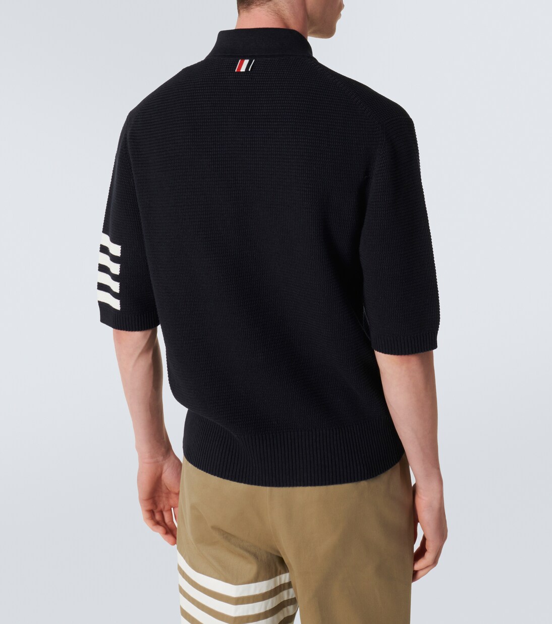 4-Bar linen and cotton polo shirt | Thom Browne