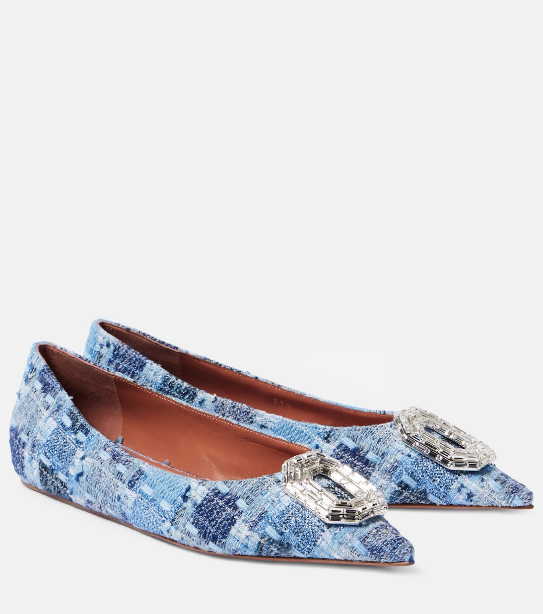 Verzierte Ballerinas Camelia 90 aus Tweed | Amina Muaddi