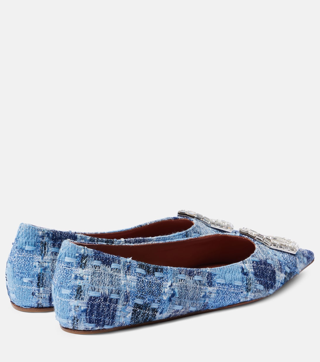 Verzierte Ballerinas Camelia 90 aus Tweed | Amina Muaddi