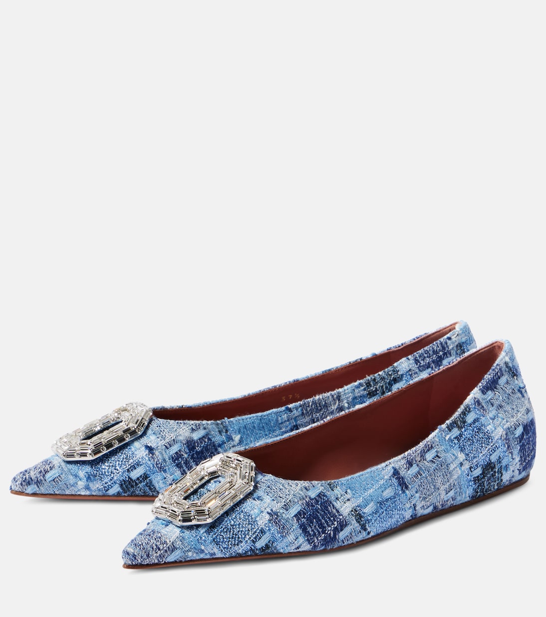 Verzierte Ballerinas Camelia 90 aus Tweed | Amina Muaddi