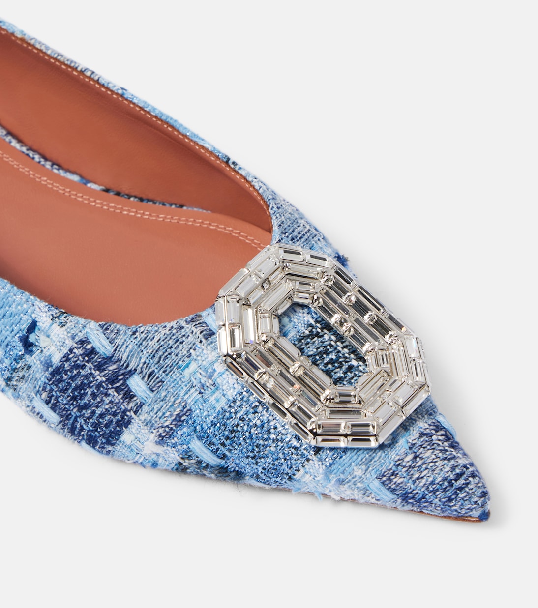 Verzierte Ballerinas Camelia 90 aus Tweed | Amina Muaddi