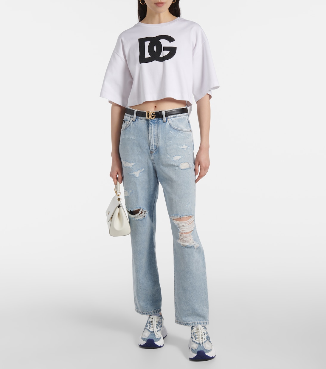 Baskets Daymaster en cuir et denim | Dolce&Gabbana