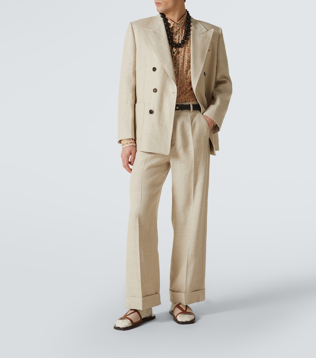 Linen-blend straight pants | Valentino