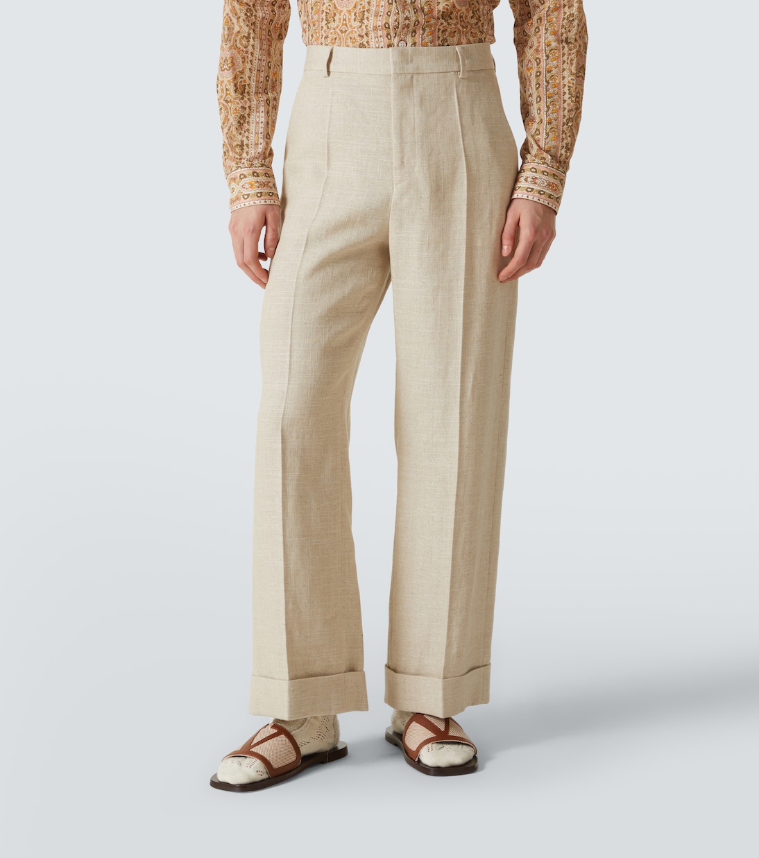 Linen-blend straight pants | Valentino