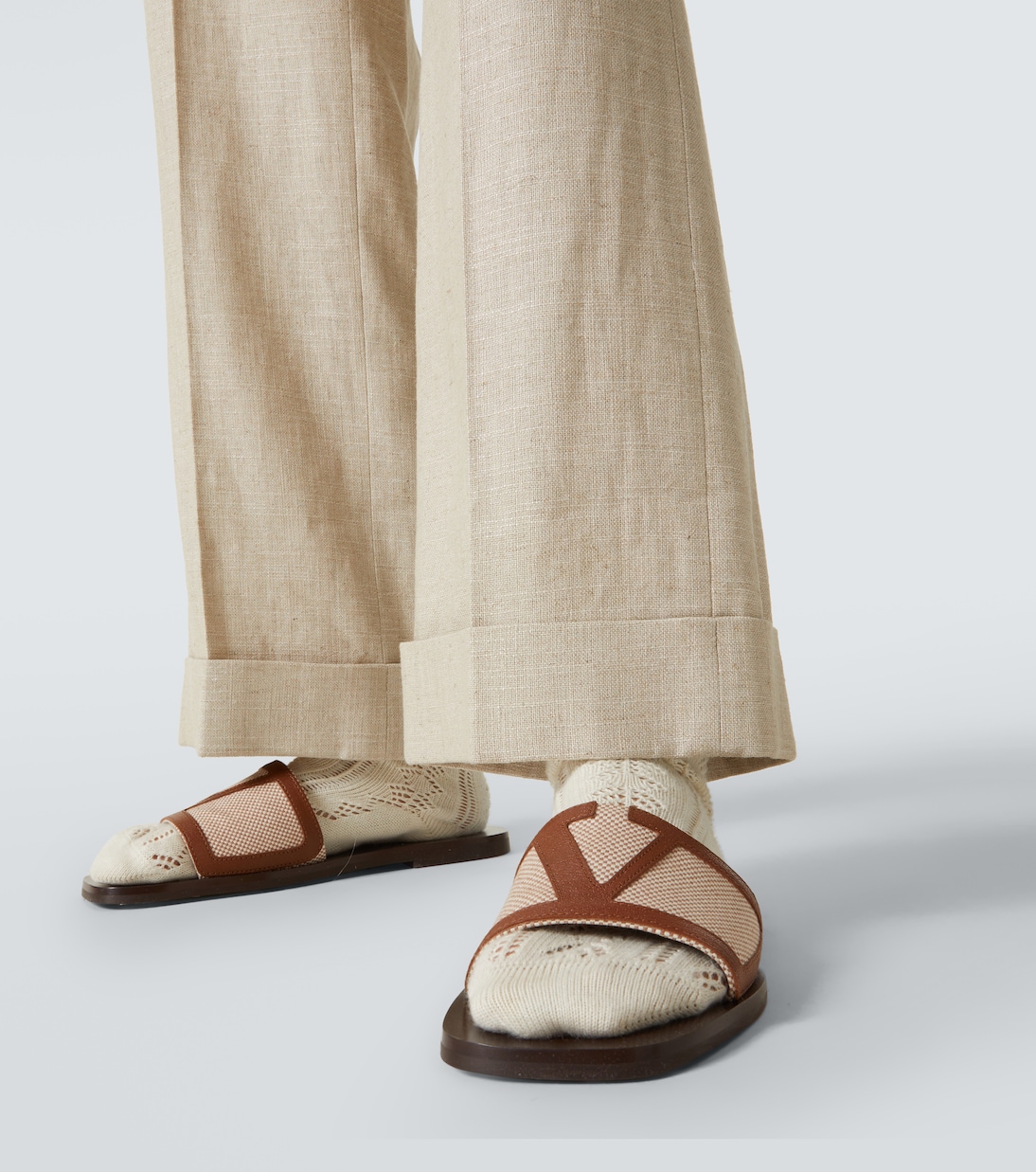 Linen-blend straight pants | Valentino