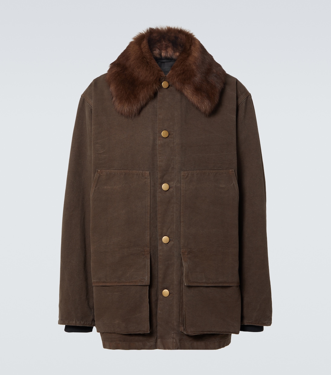 Giacca in canvas di cotone con shearling | Prada