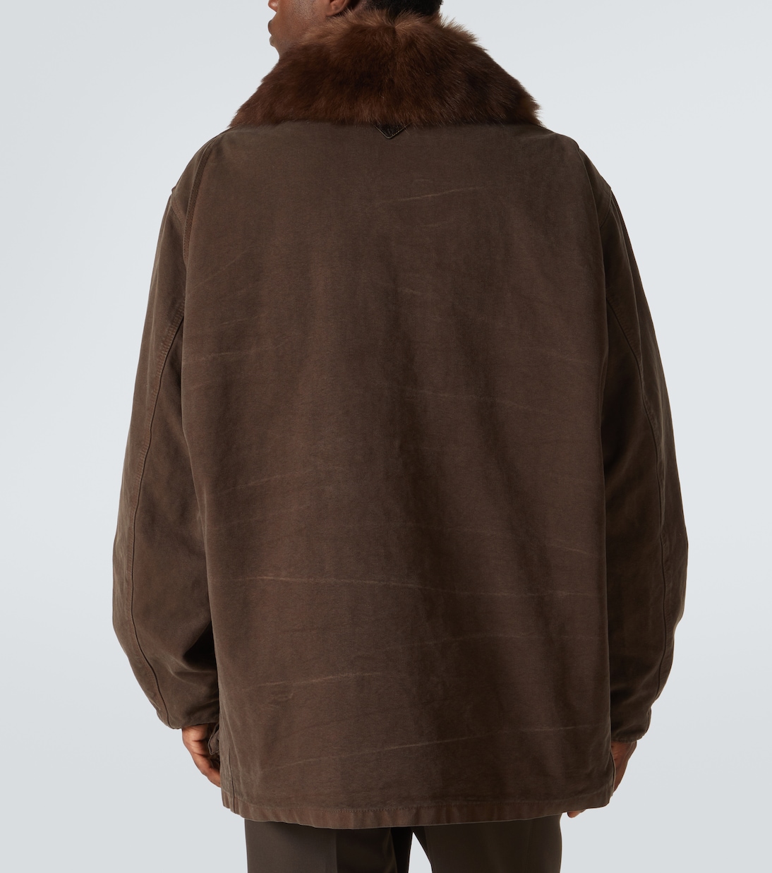 Giacca in canvas di cotone con shearling | Prada