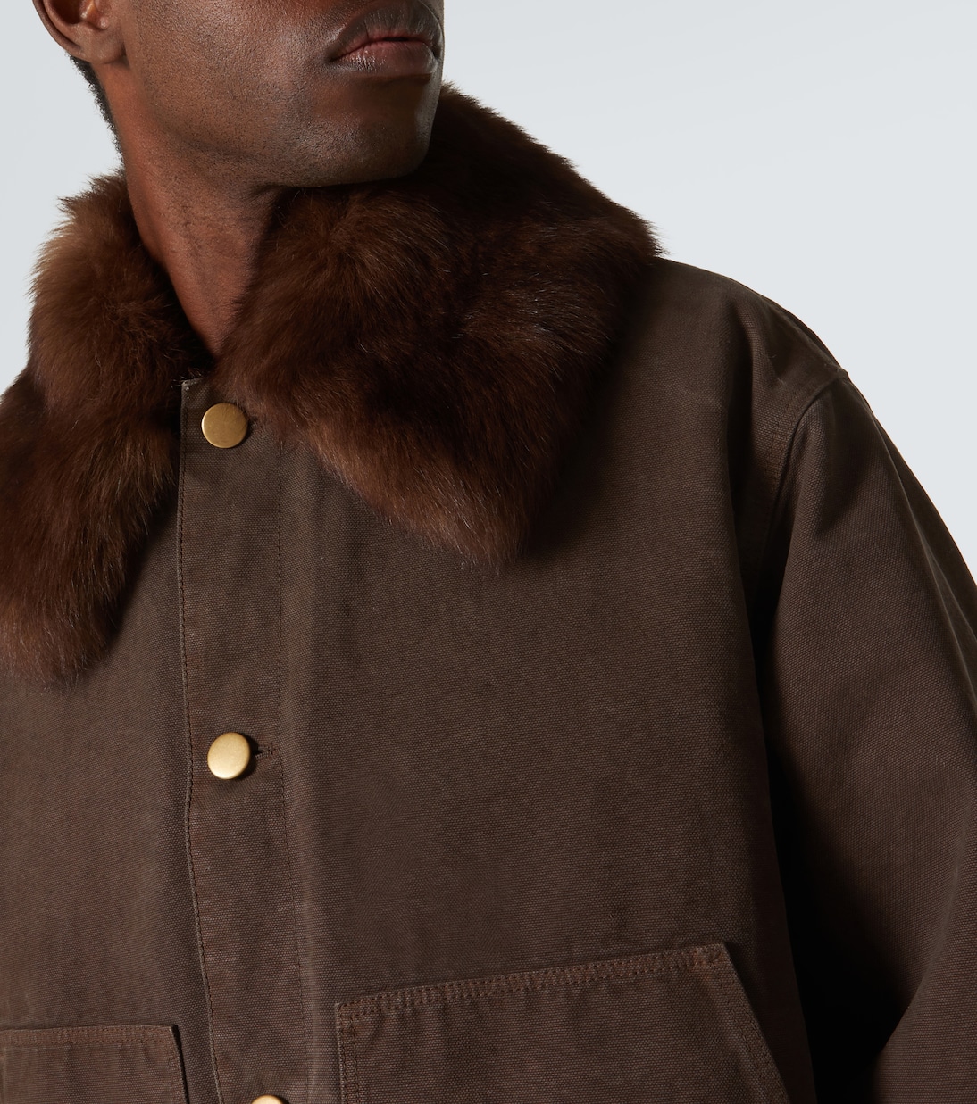 Giacca in canvas di cotone con shearling | Prada