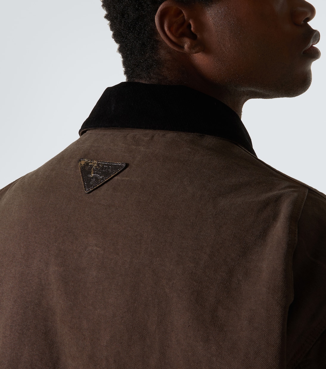 Giacca in canvas di cotone con shearling | Prada