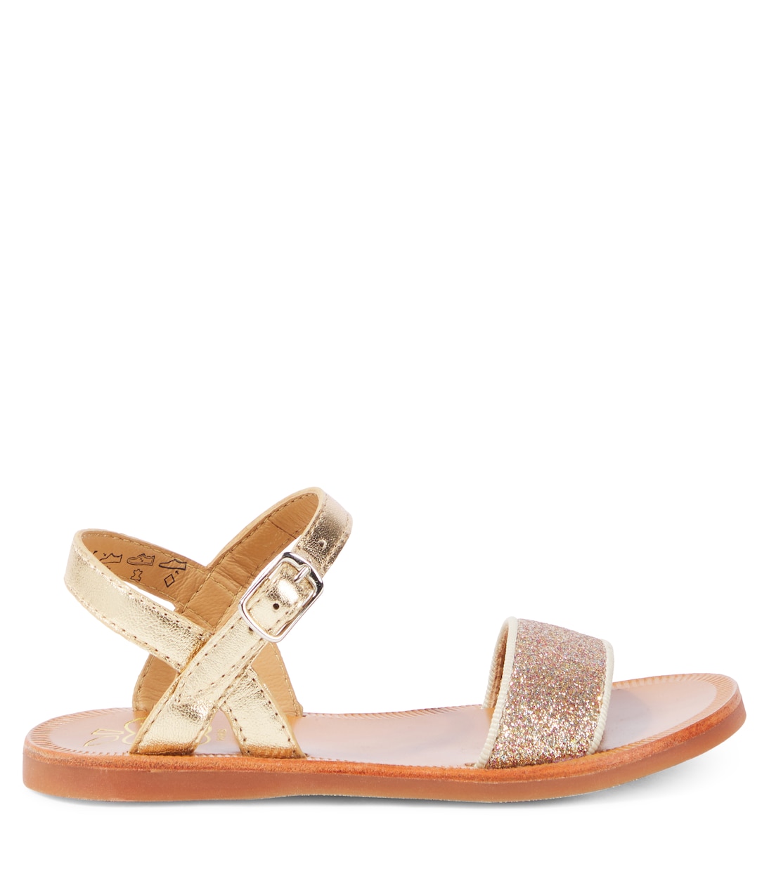 Sandalen Plagette aus Leder mit Glitter | Pom d'Api