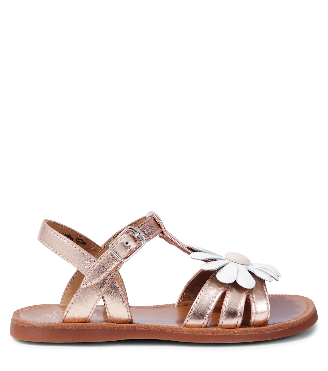 Sandalen Plagette Big Flo aus Metallic-Leder | Pom d'Api