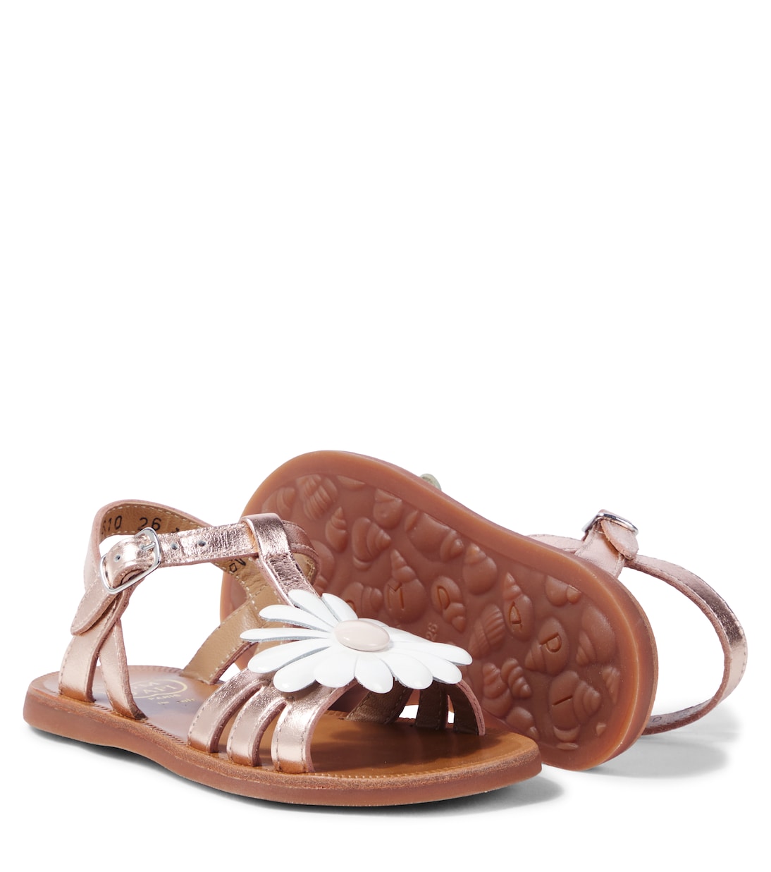 Sandalen Plagette Big Flo aus Metallic-Leder | Pom d'Api