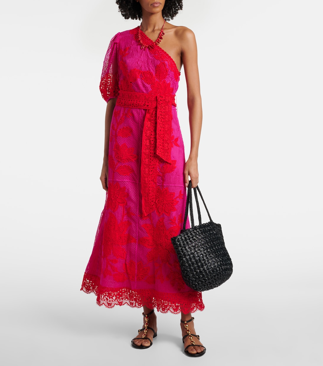 One-Shoulder-Maxikleid aus Guipure-Spitze | Farm Rio