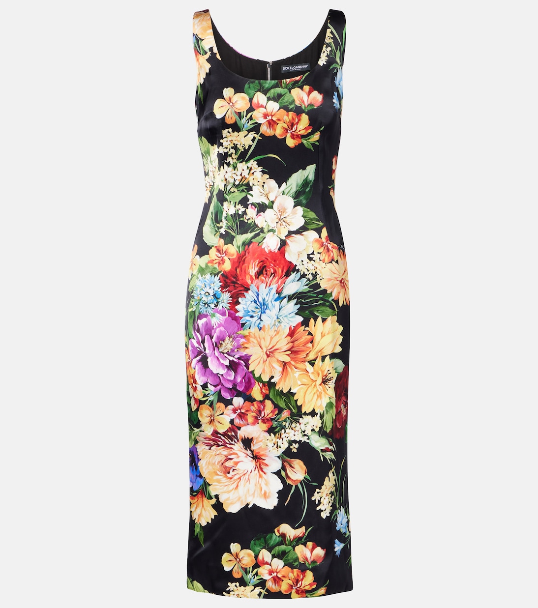 Vestido midi de satén floral | Dolce&Gabbana