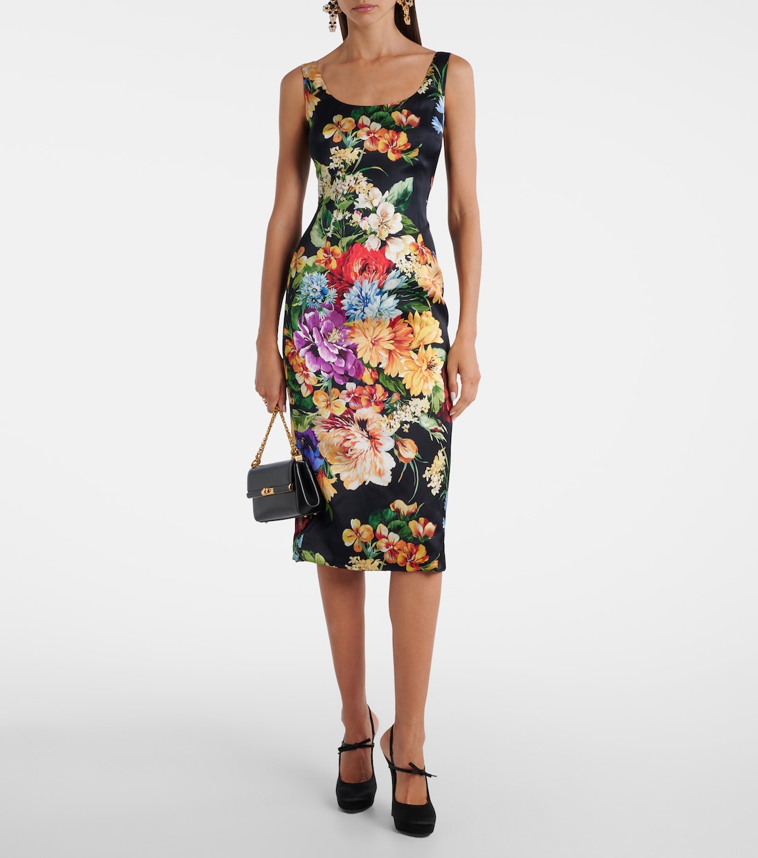 Vestido midi de satén floral | Dolce&Gabbana