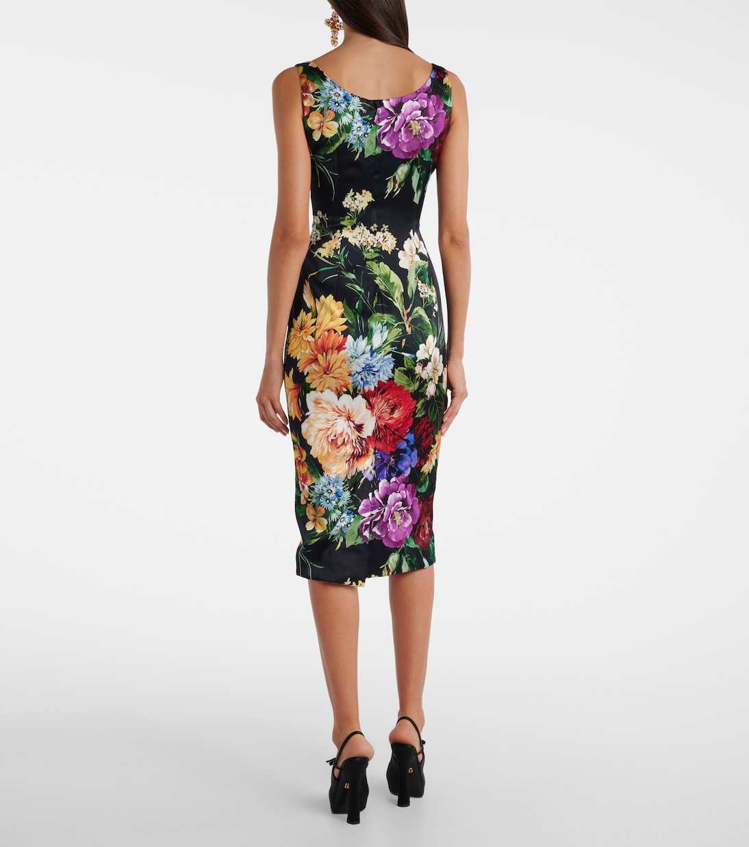 Vestido midi de satén floral | Dolce&Gabbana