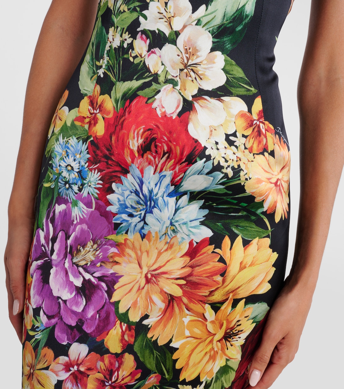 Vestido midi de satén floral | Dolce&Gabbana