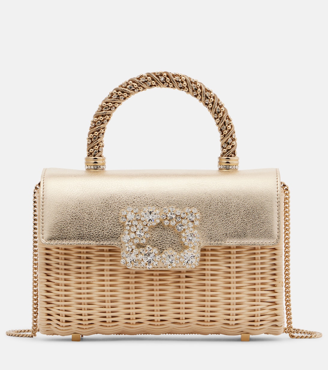 Jewel Efflorescence Mini rattan tote bag | Roger Vivier
