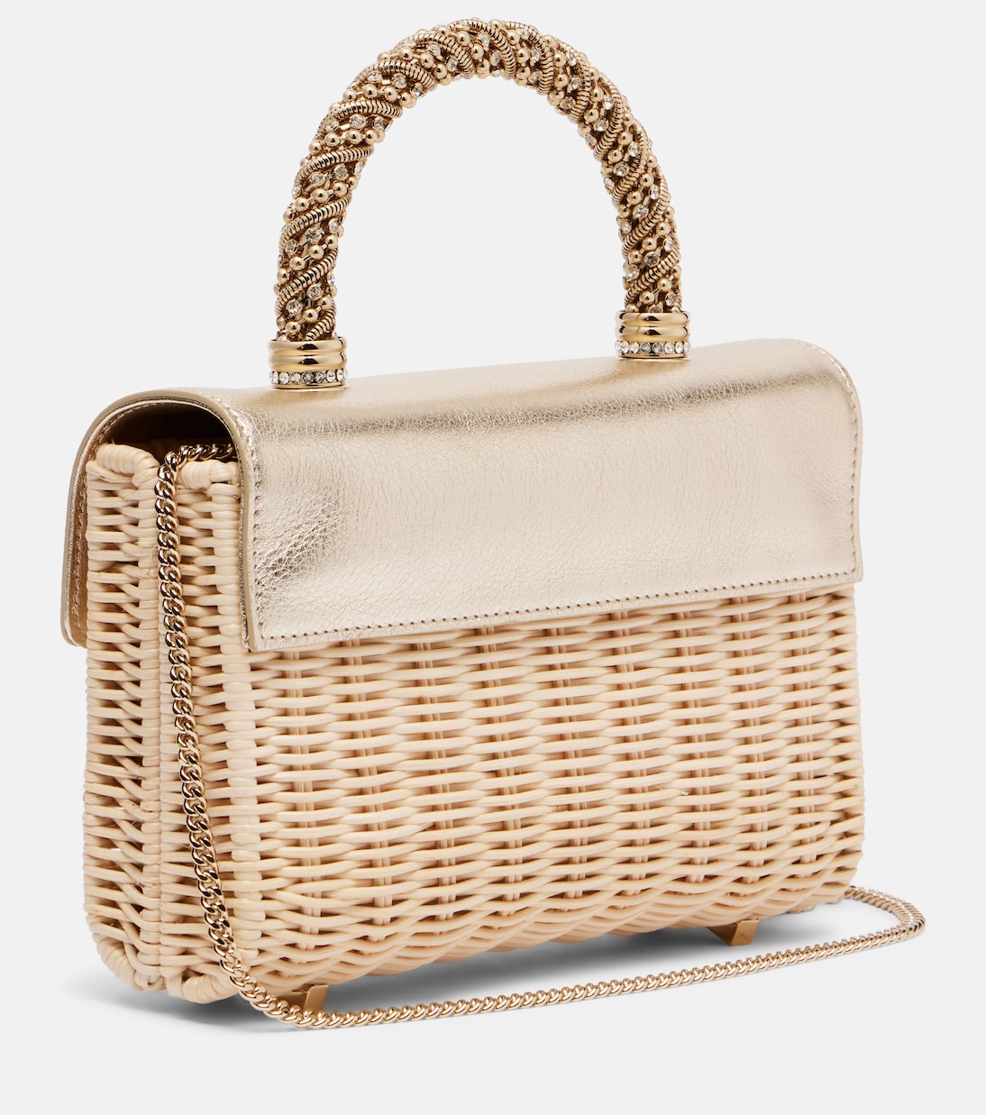 Jewel Efflorescence Mini rattan tote bag | Roger Vivier