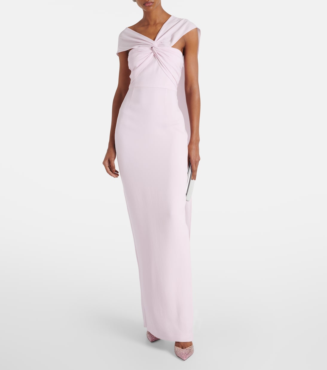 Scarf-detail asymmetric cady gown  | Roland Mouret