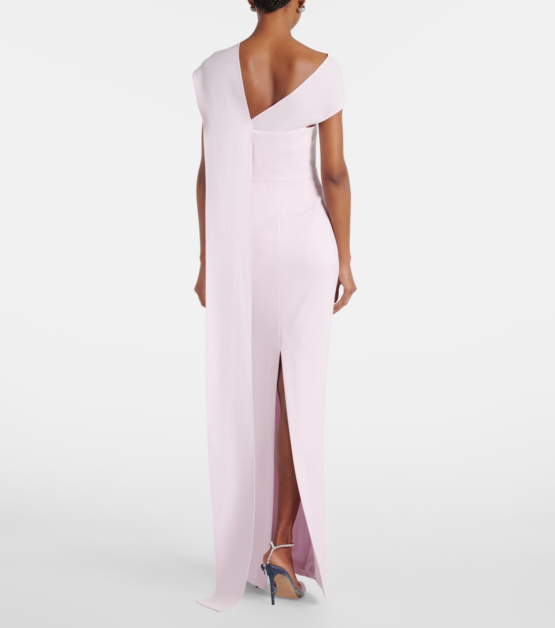 Scarf-detail asymmetric cady gown  | Roland Mouret