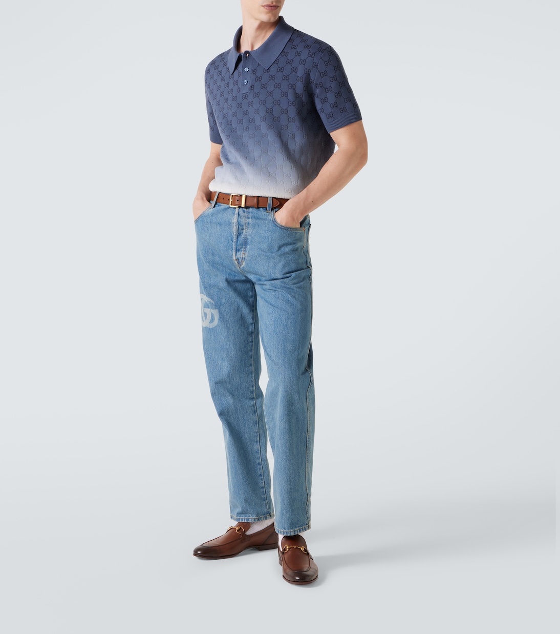 Polo in cotone e seta GG ombré | Gucci