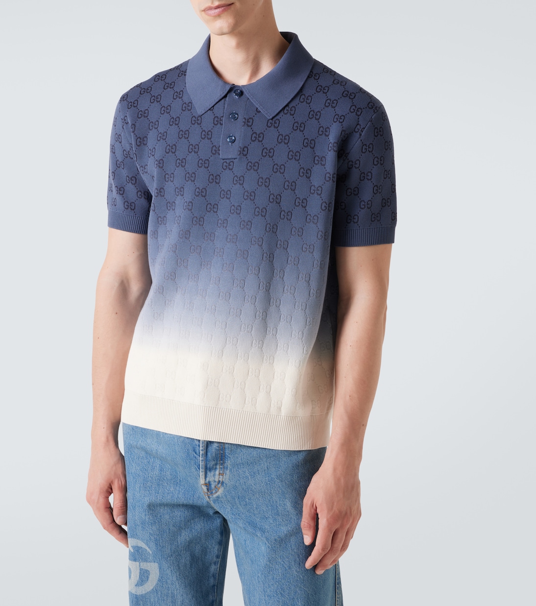 Polo in cotone e seta GG ombré | Gucci