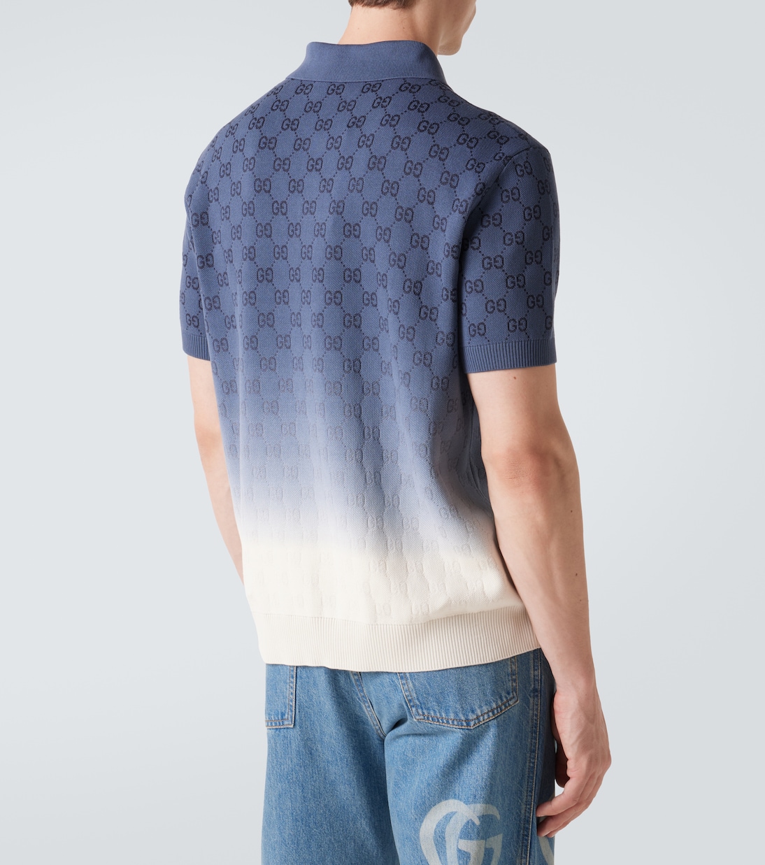 Polo in cotone e seta GG ombré | Gucci