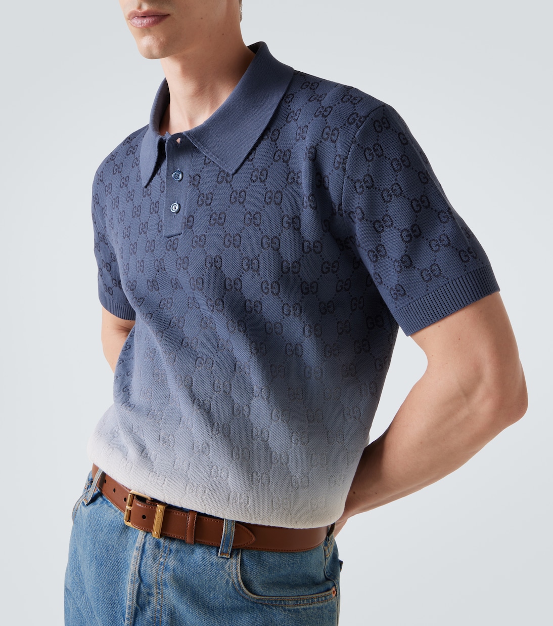 Polo in cotone e seta GG ombré | Gucci