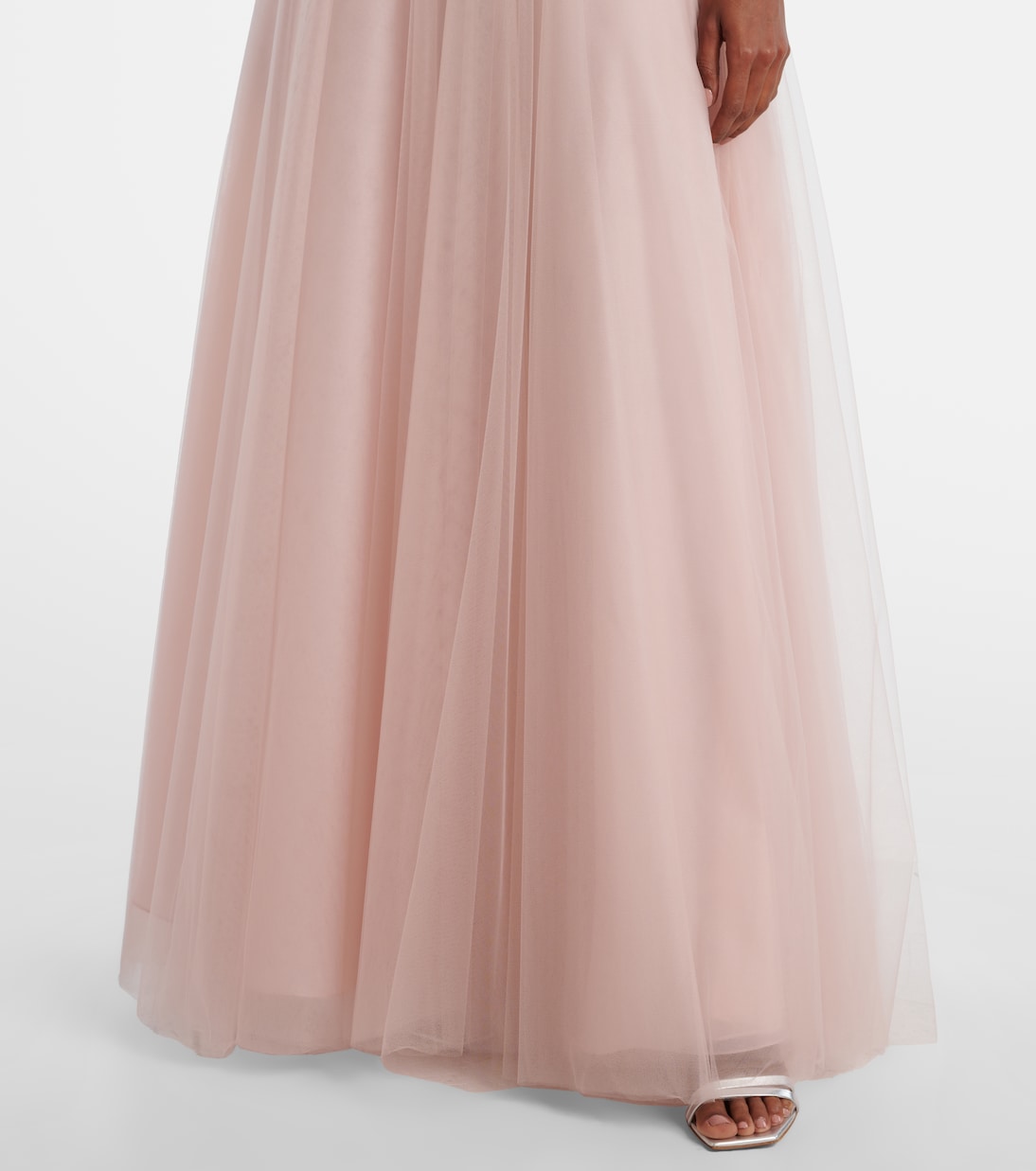 Floral-appliqué tulle gown | Costarellos