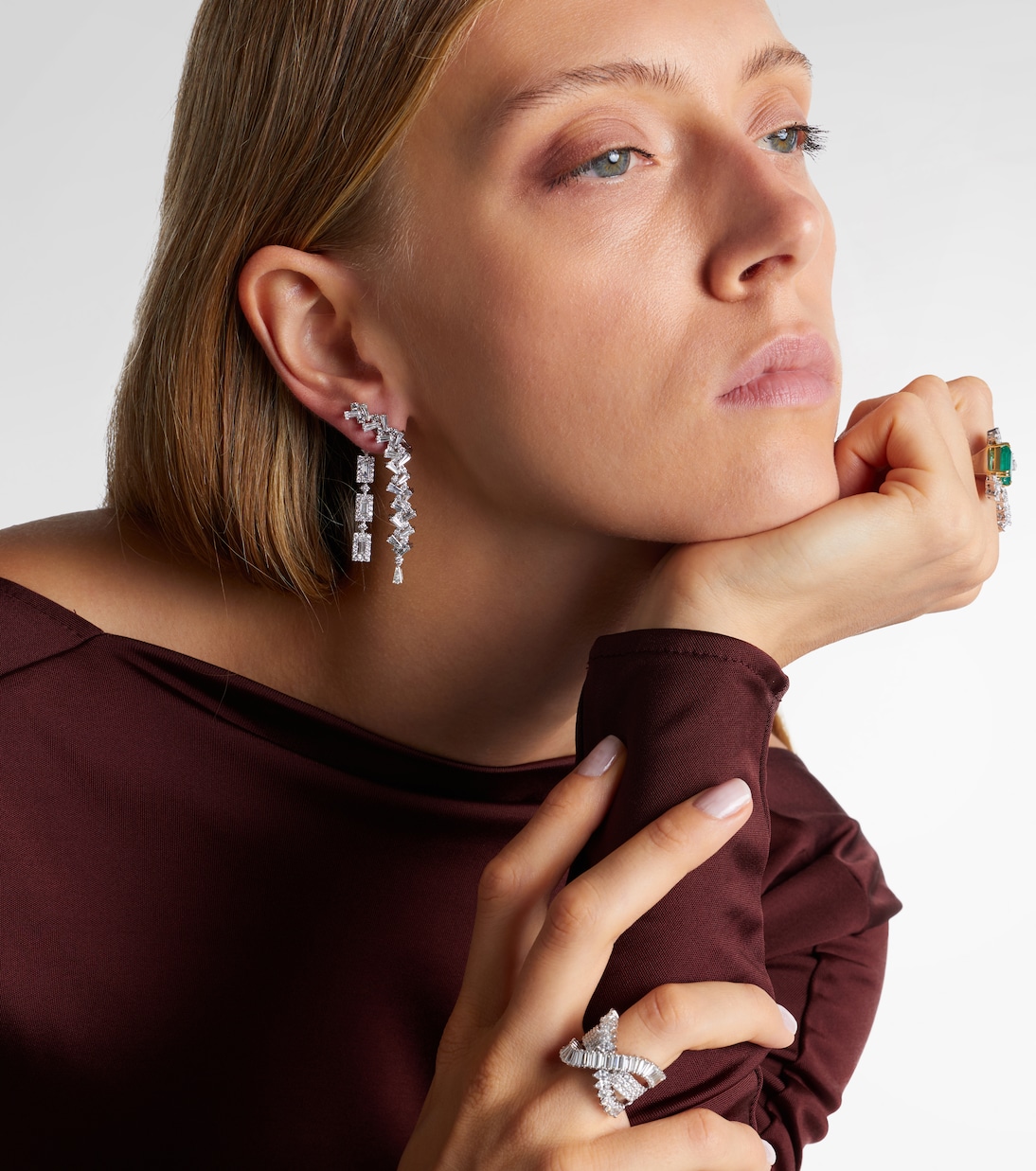 Boucles d'oreilles Y-Couture en or blanc 18 ct et diamants | Yeprem