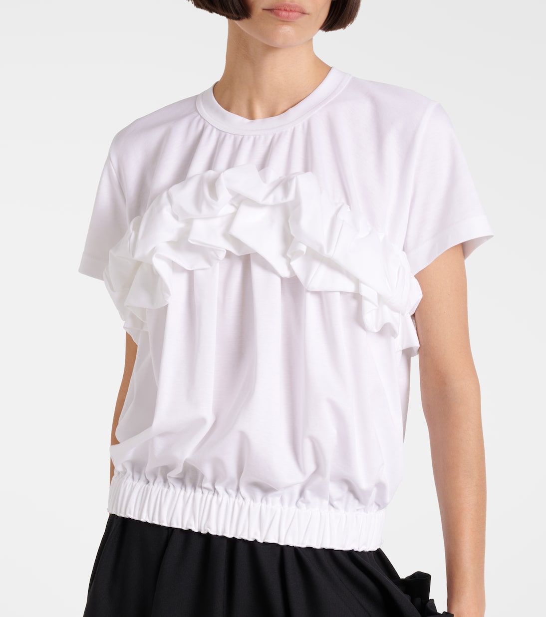 Top in cotone con volant | Noir Kei Ninomiya