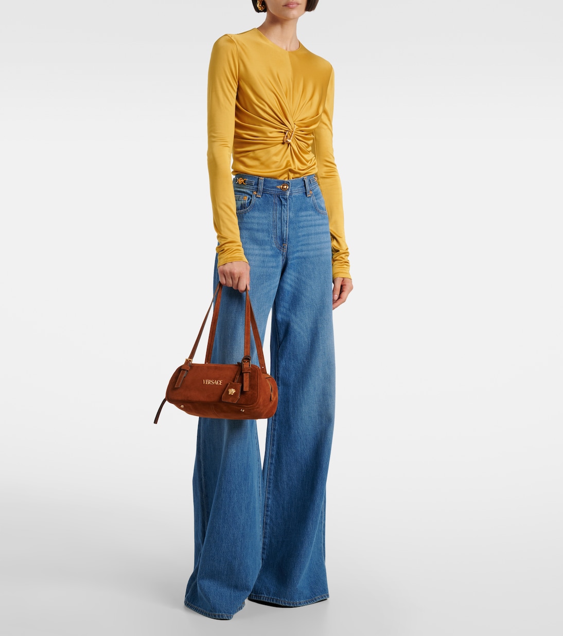 Versace Tag 스웨이드 숄더 백 | Versace
