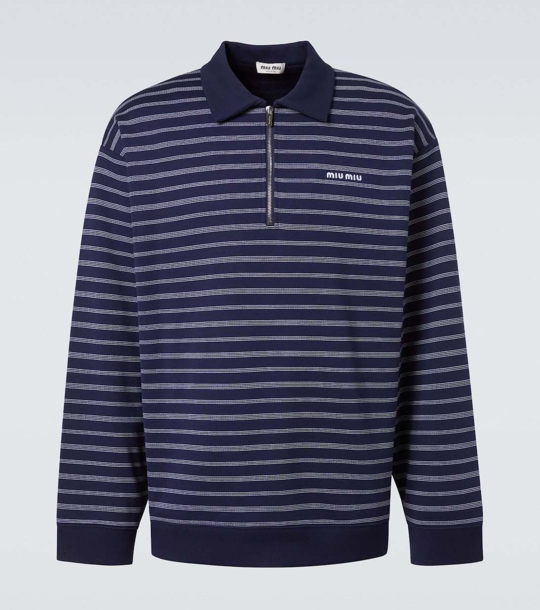 Striped cotton polo sweater | Miu Miu