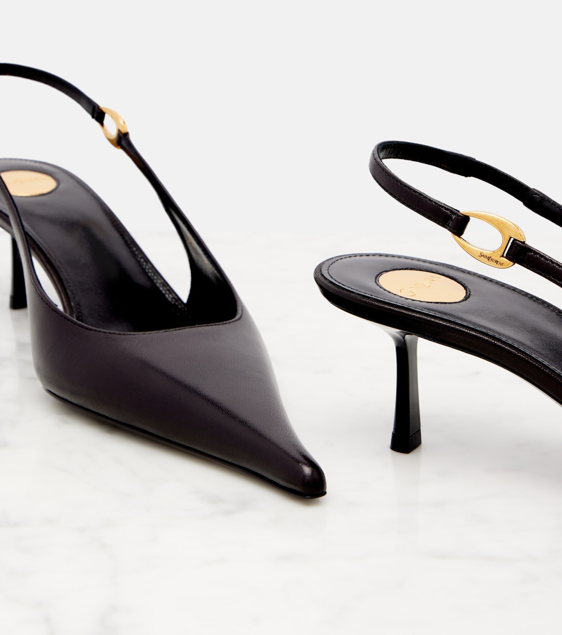 Vendome 50 leather slingback pump | Saint Laurent