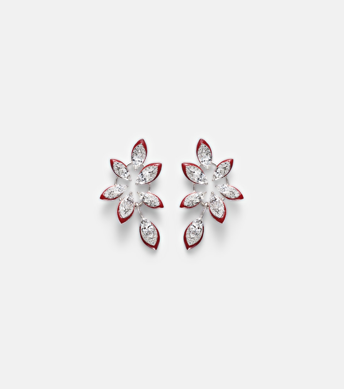 Ohrringe The Leaf aus 18kt Weißgold mit Emaille und Diamanten | Kamyen