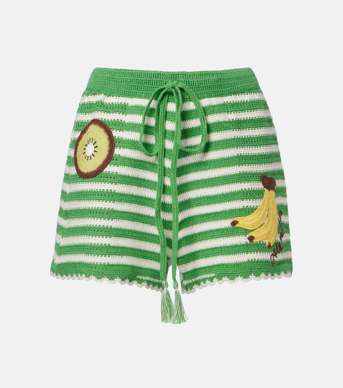 Embroidered striped cotton shorts | Alémais
