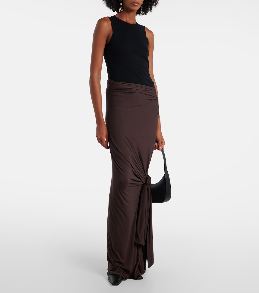 Asymmetric draped jersey maxi skirt | Entire Studios