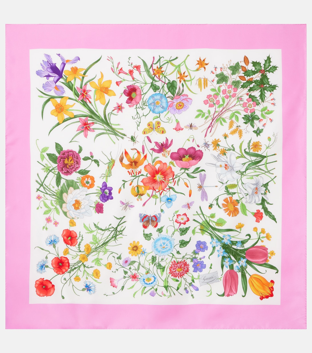 Floral silk twill scarf | Gucci