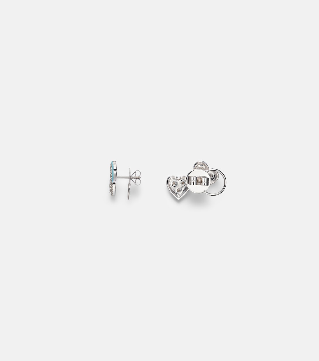 Heart 18kt white gold earrings with diamonds and enamel | Kamyen