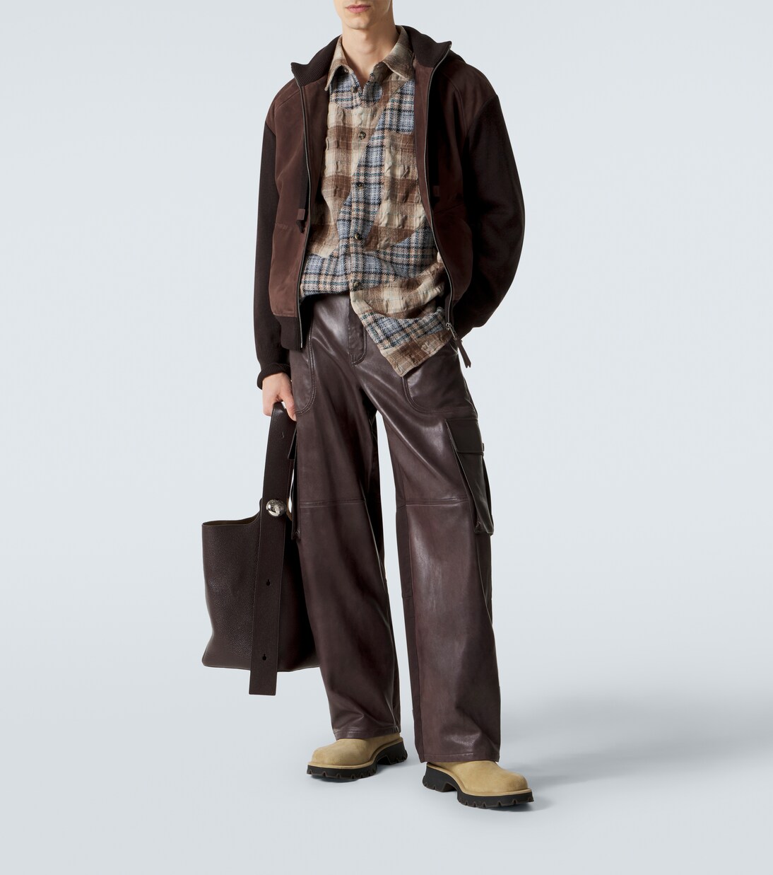 Paneled suede zip-up hoodie | Loewe