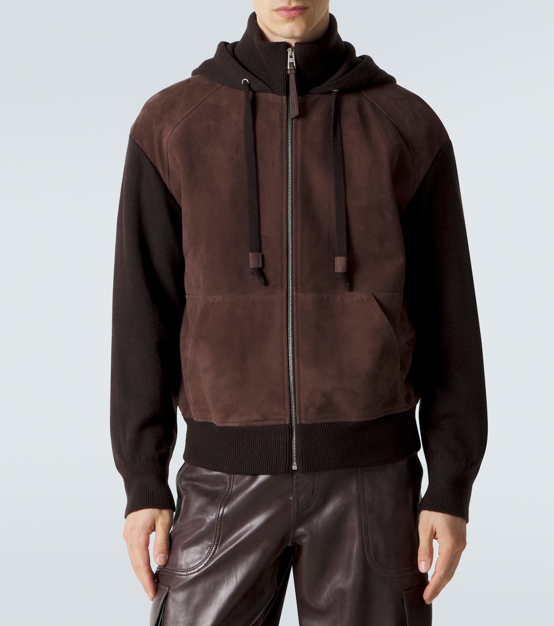 Paneled suede zip-up hoodie | Loewe