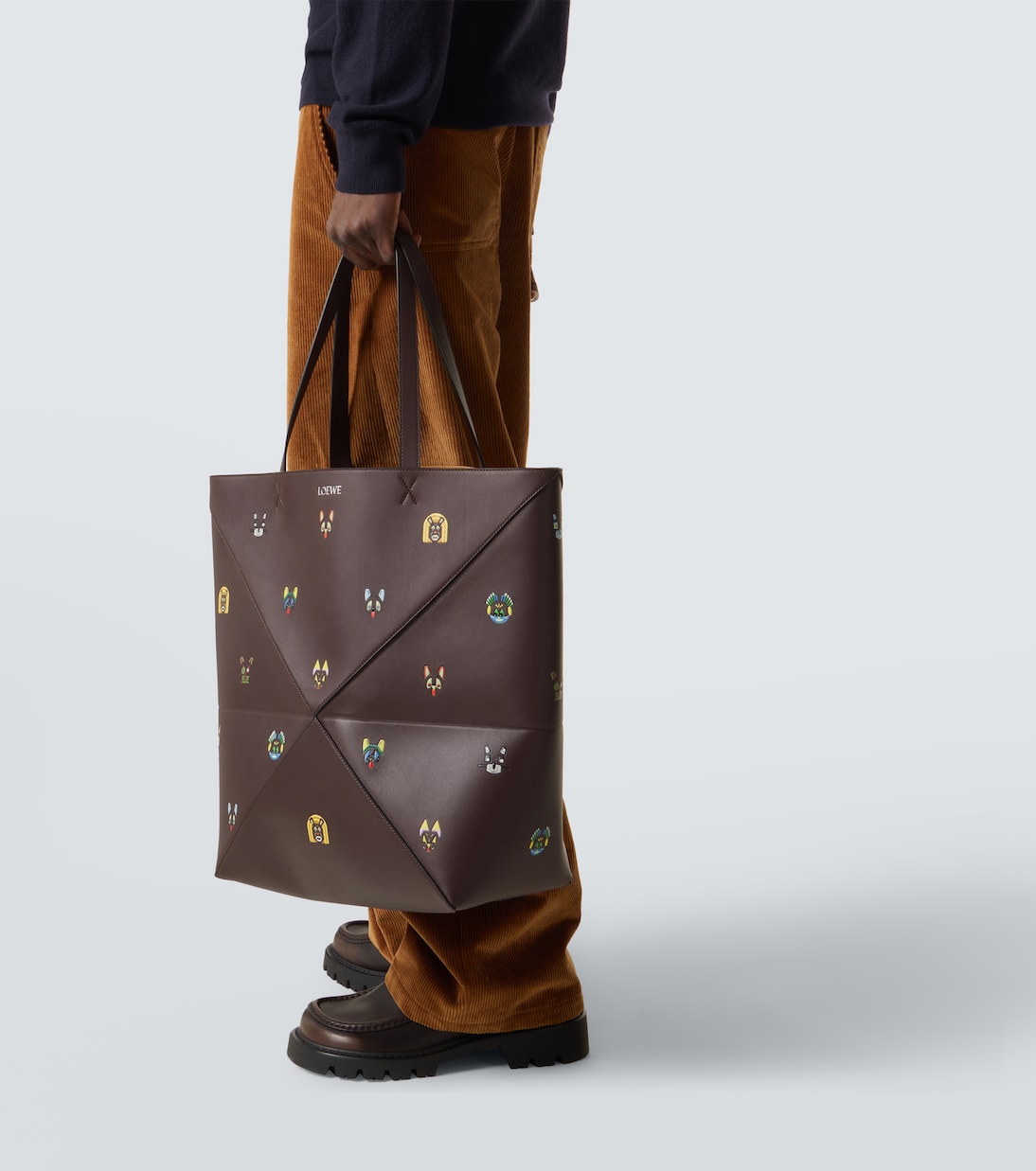 x Louis Wain Puzzle Fold Cats leather tote bag | Loewe