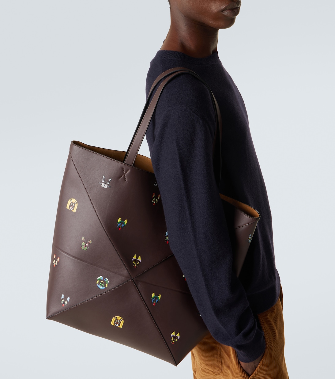 x Louis Wain Puzzle Fold Cats leather tote bag | Loewe