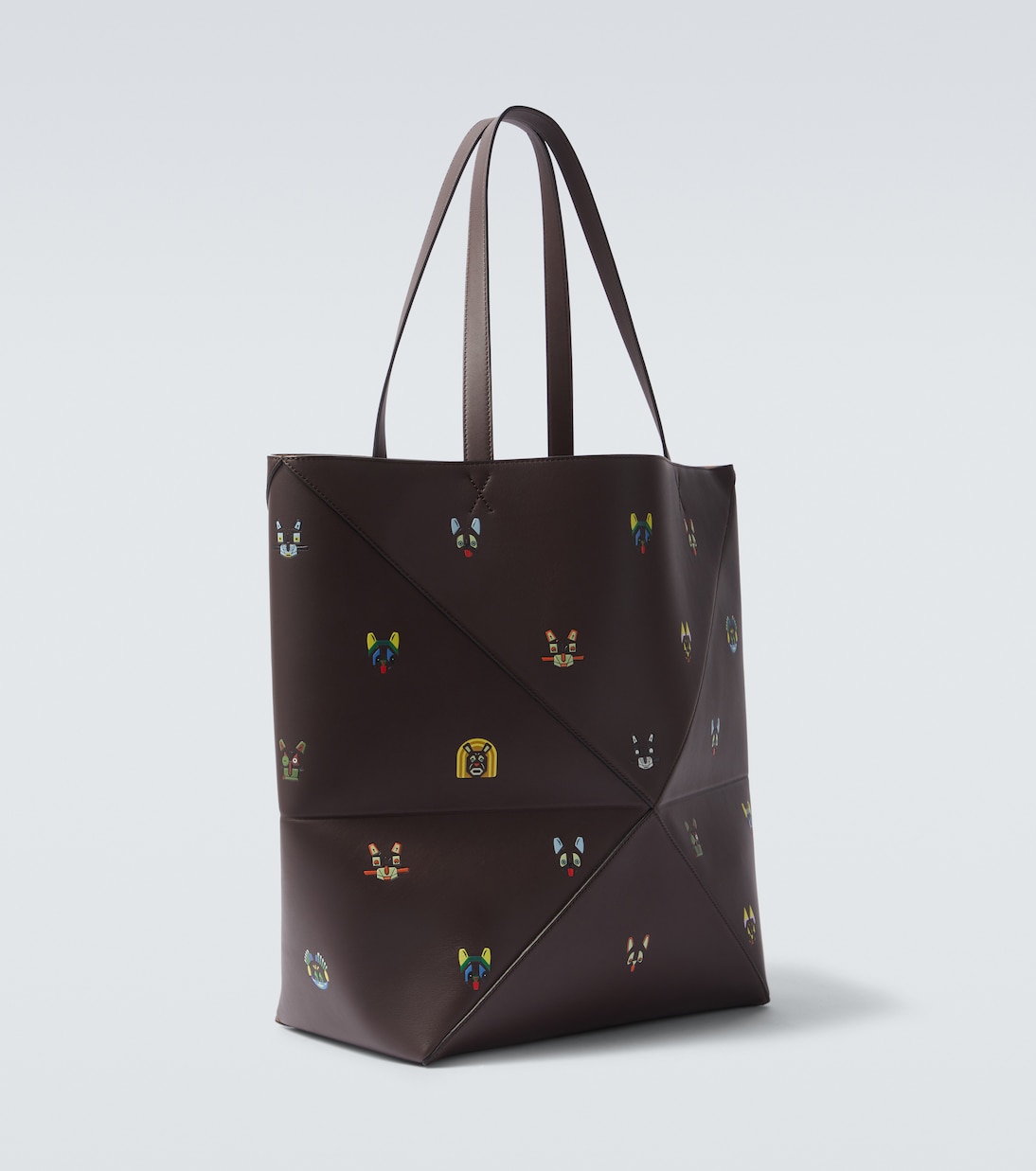 x Louis Wain Puzzle Fold Cats leather tote bag | Loewe